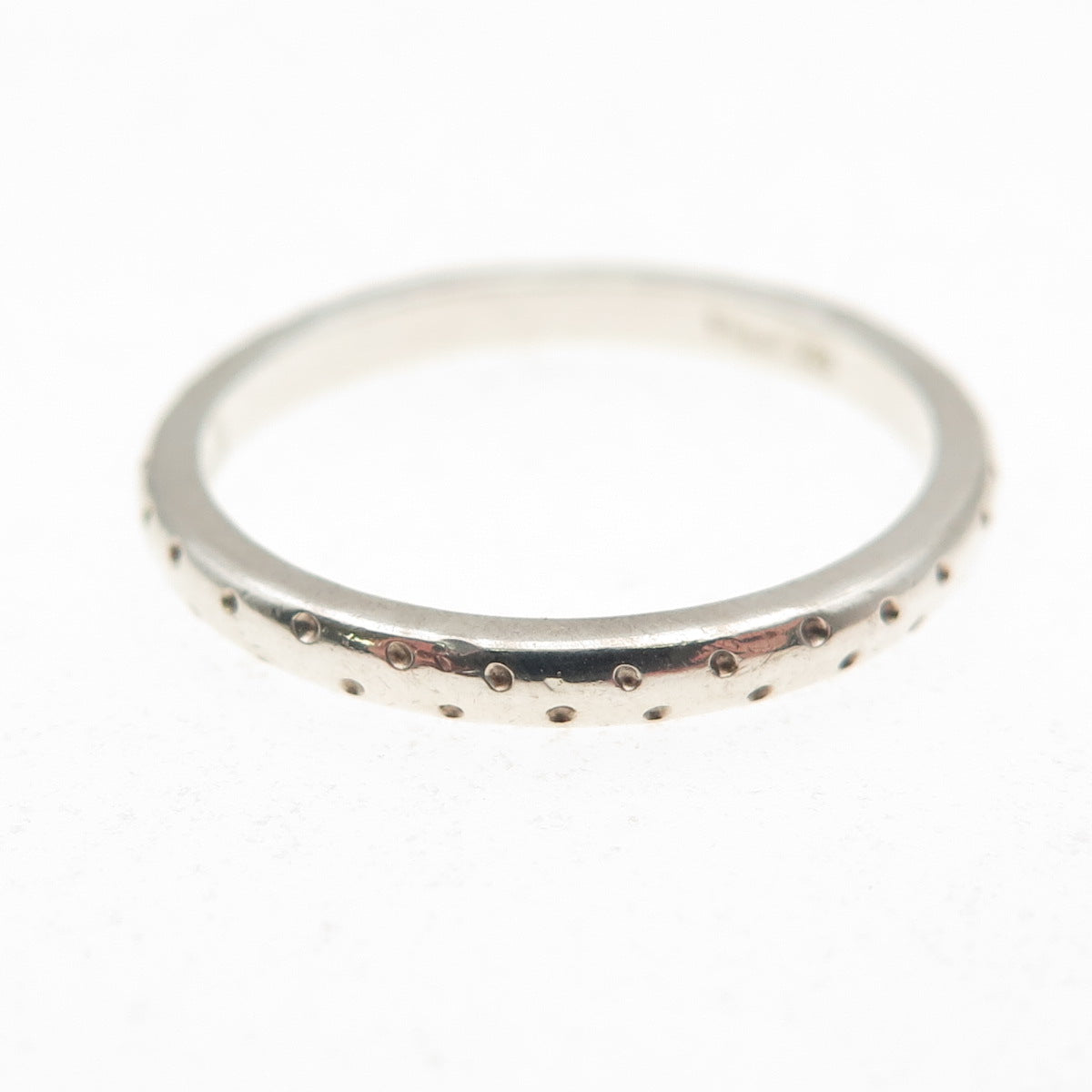 Estelle 925 Sterling Silver Vintage Dotted Stackable Band Ring Size 7