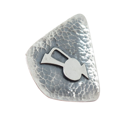 BEZALEL 925 Sterling Silver Vintage Israel Pitcher Modernist Oxidized Pin Brooch