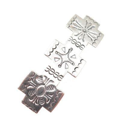 Lester Jackson Navajo Old Pawn 925 Sterling Vintage Cross French Hair Barrette