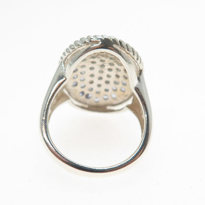 KEN CRAFTS 925 Sterling Silver Real Round-Cut Tanzanite Ring Size 7.25