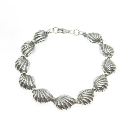 925 Sterling Silver Vintage Seashell Link Bracelet 6.5"