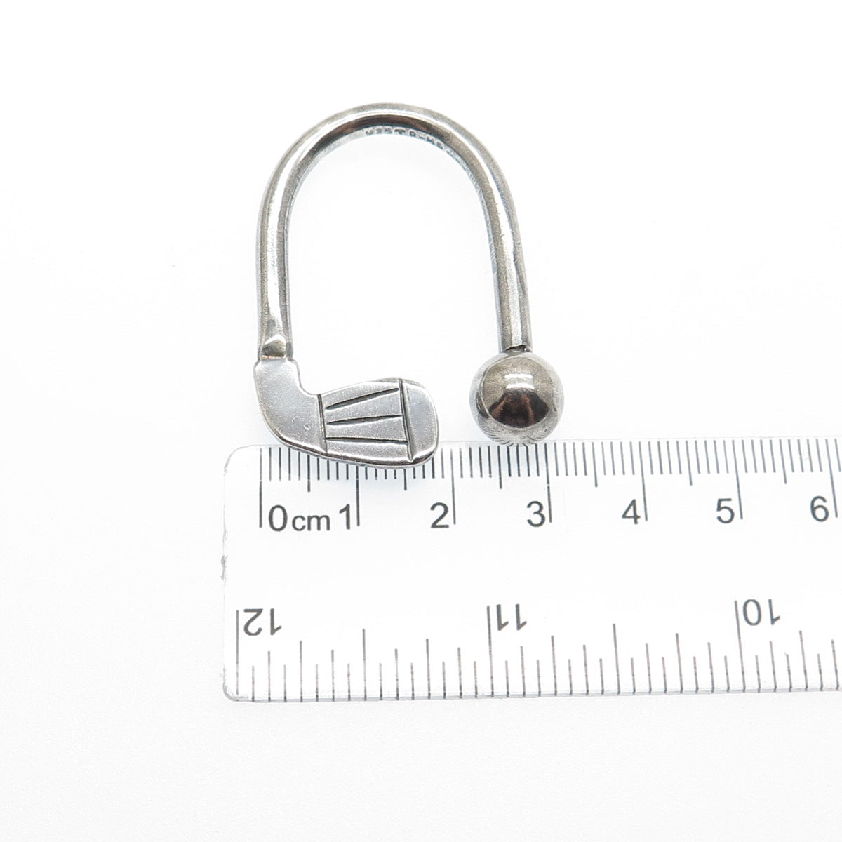 925 Sterling Silver Vintage Mexico Golf Club Screw Ball Key Ring Holder