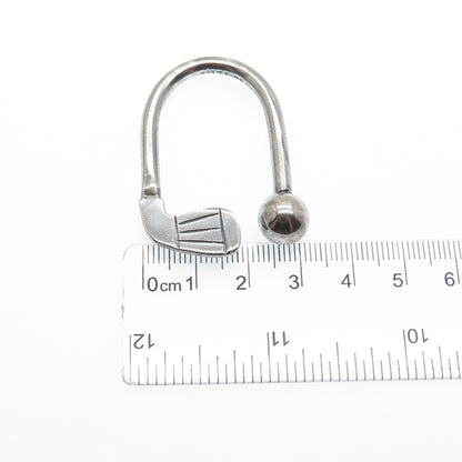 925 Sterling Silver Vintage Mexico Golf Club Screw Ball Key Ring Holder