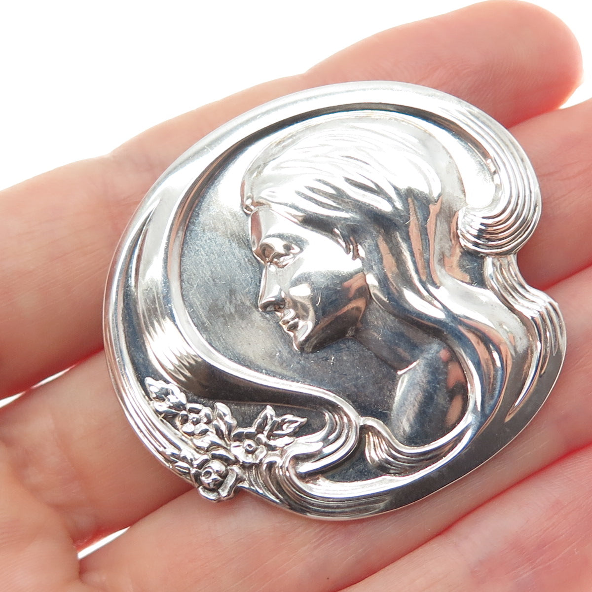 LUNT 925 Sterling Silver Vintage 1973 Mother's Day Oxidized Pin Brooch / Pendant
