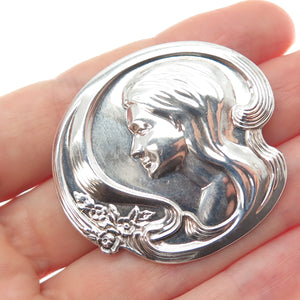 LUNT 925 Sterling Silver Vintage 1973 Mother's Day Oxidized Pin Brooch / Pendant