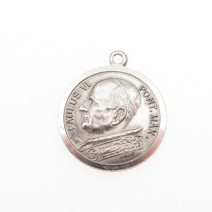 800 Silver Vintage Rome Italy Pope Paul VI St. Peter's Basilica Charm Pendant