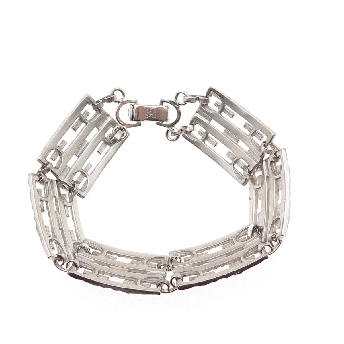 Van Dell 925 Sterling Silver Vintage Nugget Panel Link Bracelet 7"