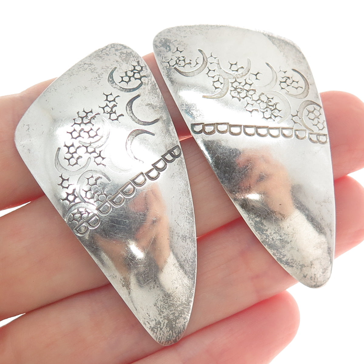 LINBERG 925 Sterling Silver Vintage 1985 Modernist Celestial Bodies Earrings
