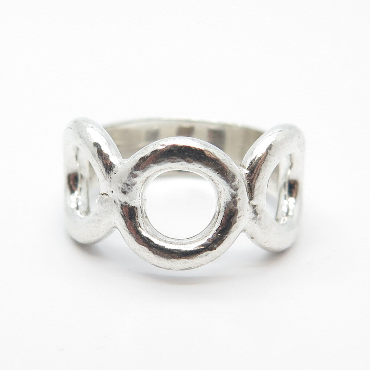 925 Sterling Silver Vintage Triple Circle Ring Size 6