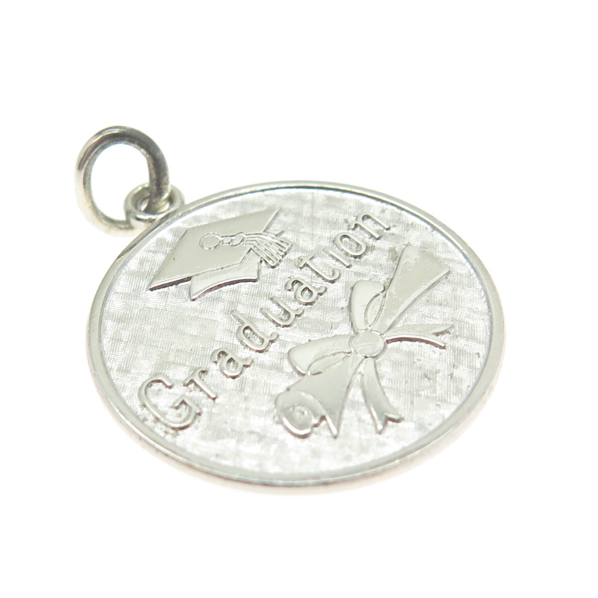 WELLS 925 Sterling Silver Vintage Graduation Round Charm Pendant