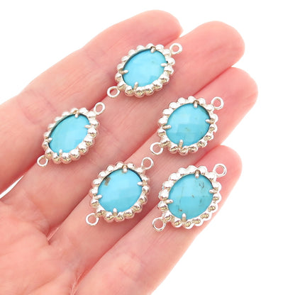 925 Sterling Real Sleeping Beauty Turquoise SET of 5 Bracelet / Necklace Parts