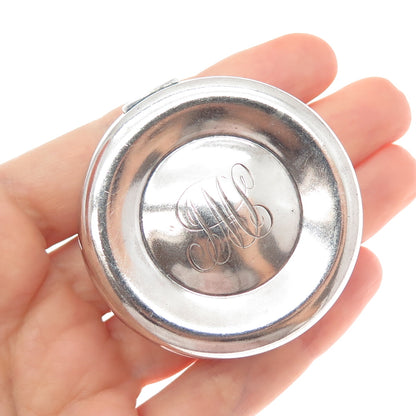 925 Sterling Silver Antique Art Deco Engraved Monogram Pill / Snuff Box