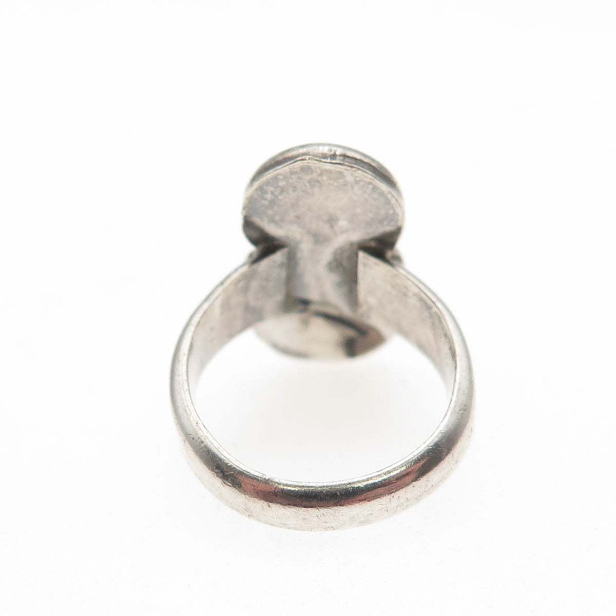 Old Pawn 925 Sterling Silver Vintage Turquoise Snake Eye Tribal Ring Size 2.25