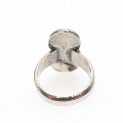 Old Pawn 925 Sterling Silver Vintage Turquoise Snake Eye Tribal Ring Size 2.25
