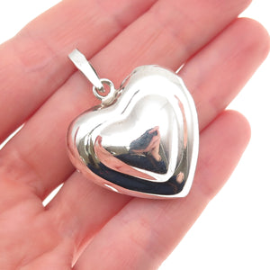 925 Sterling Silver Vintage CII Mexico Modernist Heart Charm Pendant