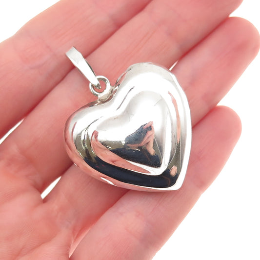 925 Sterling Silver Vintage CII Mexico Modernist Heart Charm Pendant