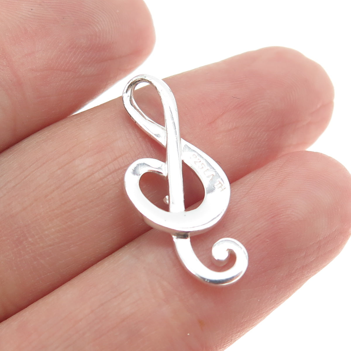 925 Sterling Silver Treble Clef Music Note Charm Pendant