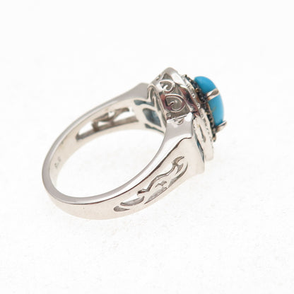 Chuck Clemency 925 Sterling Turquoise Blue White Topaz Black Spinel Ring Size 8
