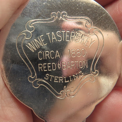 925 Sterling Silver Vintage Reed & Barton Circa 1880 Wine Tasters Key Pendant