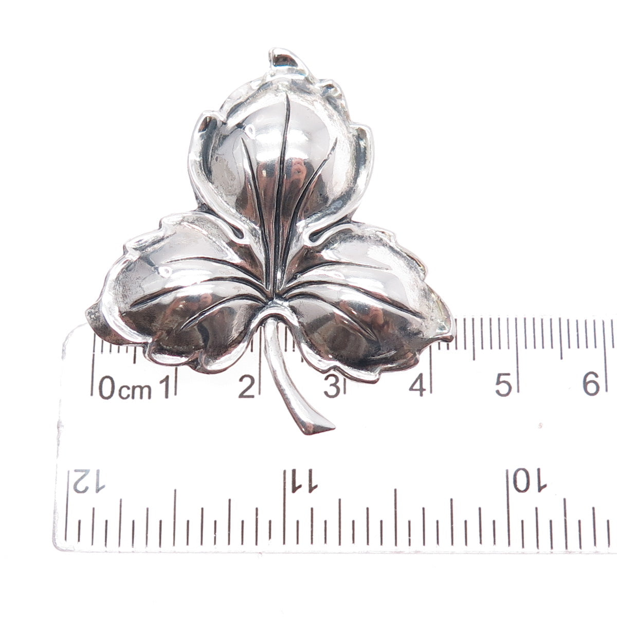 JEWELART 925 Sterling Silver Antique Art Deco Floral Leaf Oxidized Pin Brooch