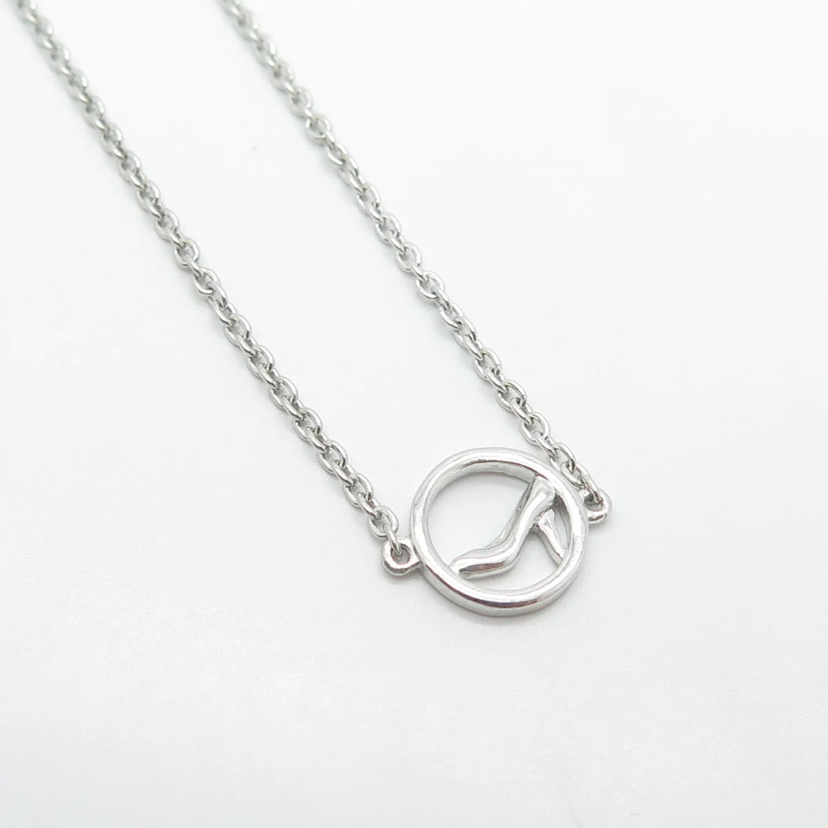 925 Sterling Silver Vintage Disney Cinderella's Slipper Rolo Chain Necklace 18"