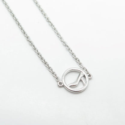 925 Sterling Silver Vintage Disney Cinderella's Slipper Rolo Chain Necklace 18"