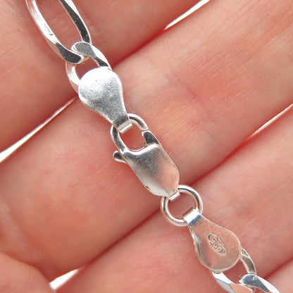 925 Sterling Silver Vintage Italy Figaro Chain Necklace 24"