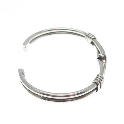 925 Sterling Silver Vintage Mexico Love Touch Adjustable Cuff Bracelet 5.75"
