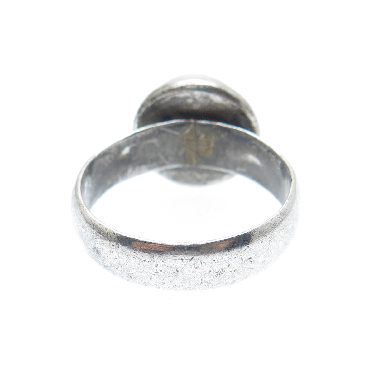 950 Silver Vintage Real Pearl Oxidized Ring Size 6.25