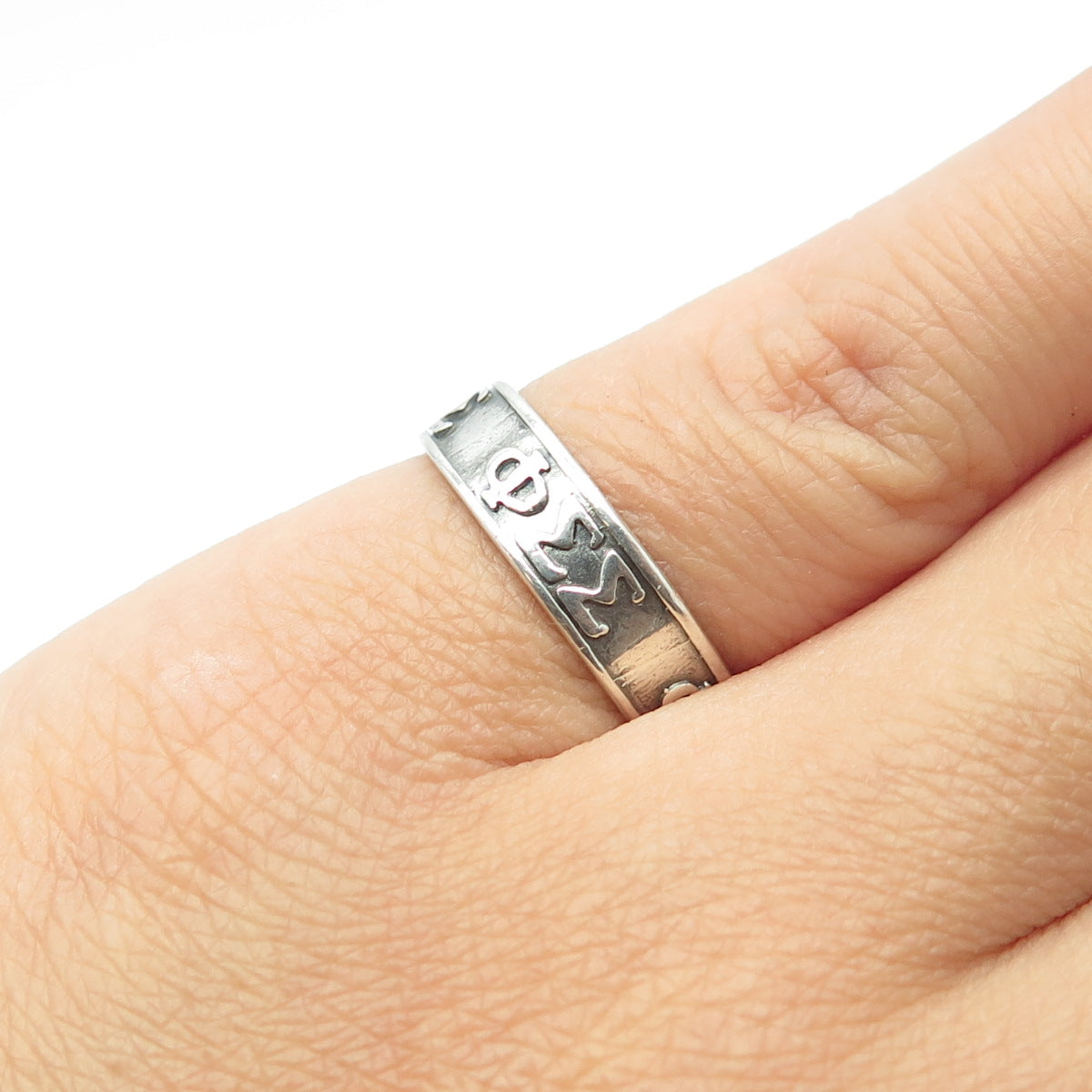 925 Sterling Silver Vintage Phi Sigma Sigma Band Ring Size 5.25