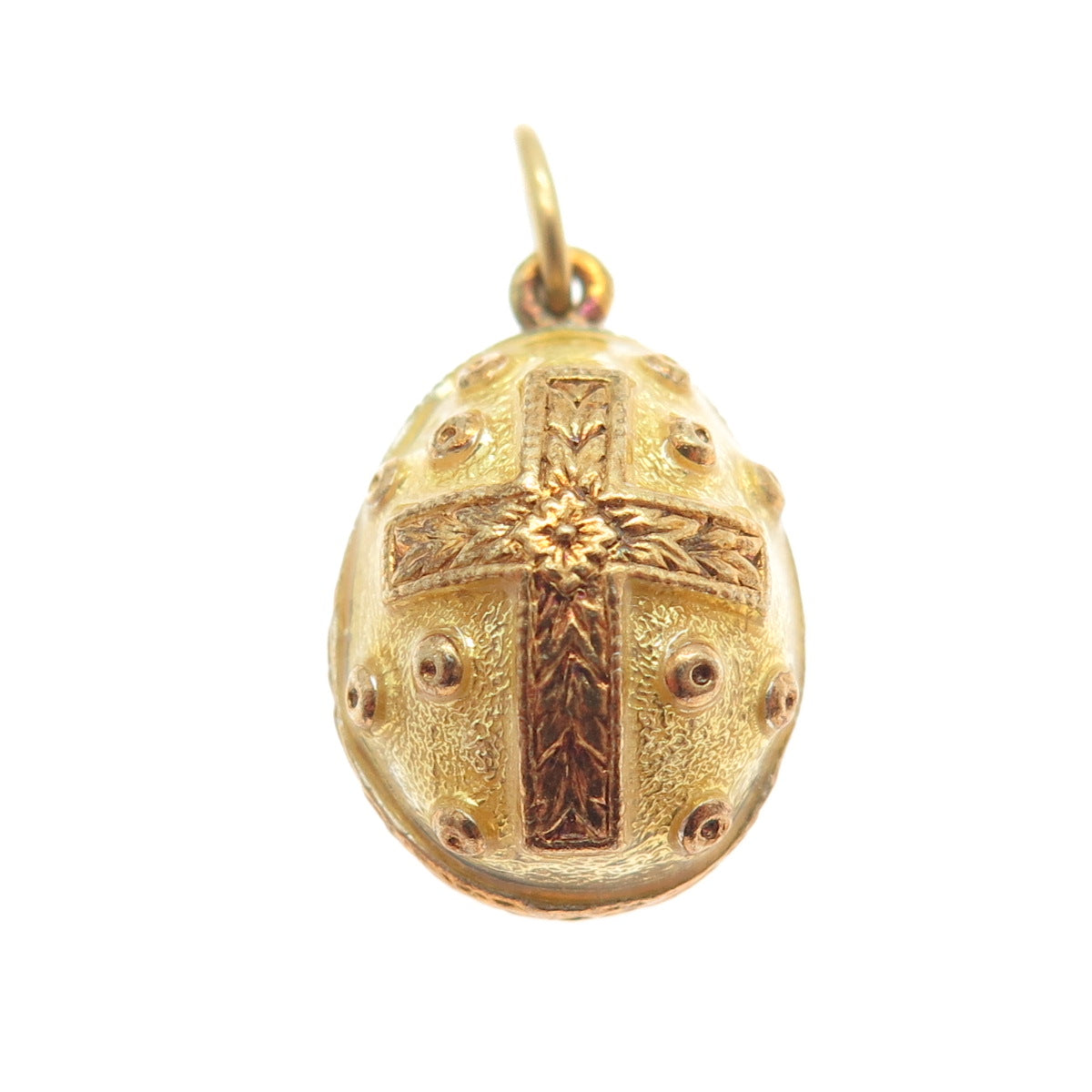 RAFKA Retired 925 Sterling Silver Vermeil Floral Cross Easter Egg Charm Pendant