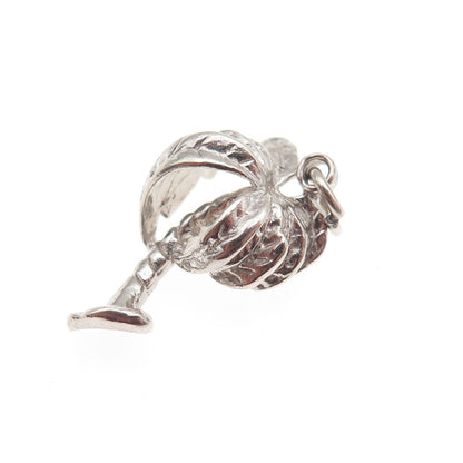 WELLS 925 Sterling Silver Vintage Palm Tree 3D Mini Charm Pendant