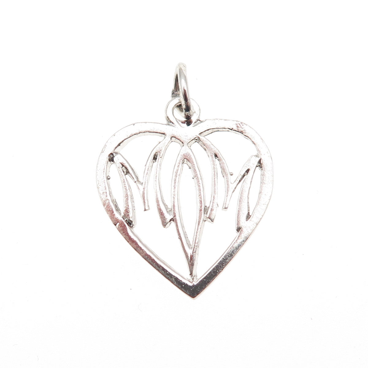 JACOBY BENDER 925 Sterling Silver Vintage Mom Heart Mini Charm Pendant