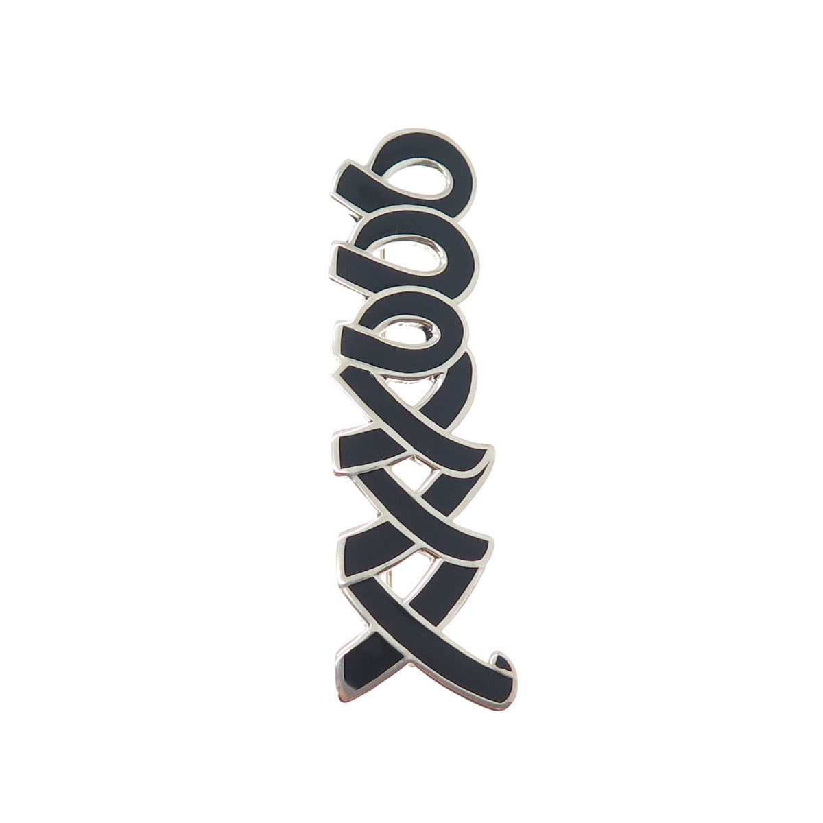 925 Sterling Silver Vintage Mexico Real Black Onyx XO Hugs & Kisses Pin Brooch