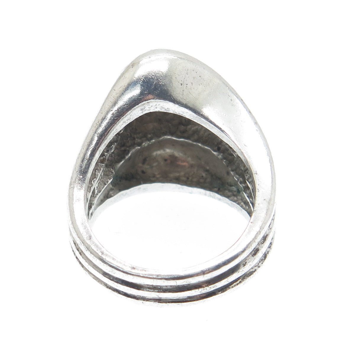 925 Sterling Silver Vintage Modernist Puffy Ribbed Oxidized Ring Size 8
