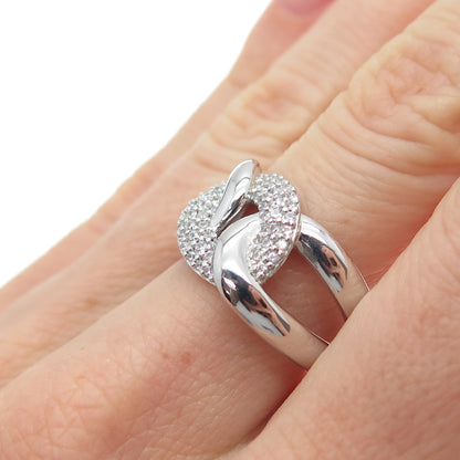 925 Sterling Silver Round-Cut C Z Interlocked Oval Link Ring Size 6.75