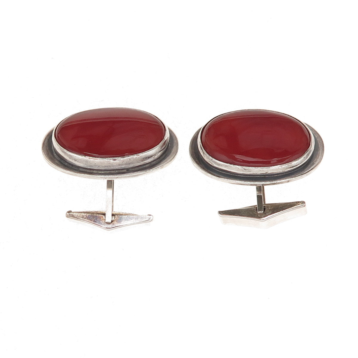 The Silversmith 925 Sterling Silver Vintage Real Carnelian Oxidized Cufflinks