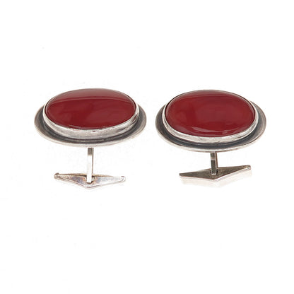 The Silversmith 925 Sterling Silver Vintage Real Carnelian Oxidized Cufflinks
