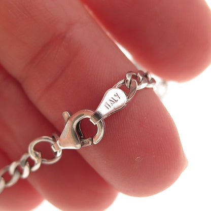 925 Sterling Silver Vintage Italy Heart Curb Link ID Bracelet 5.75"