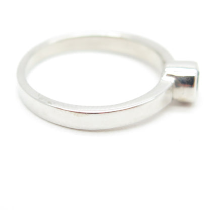 925 Sterling Silver Round-Cut Green C Z Ring Size 4.75