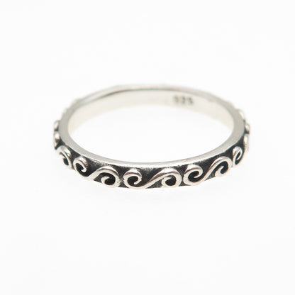 925 Sterling Silver Vintage Swirl Stackable Oxidized Band Ring Size 5.5