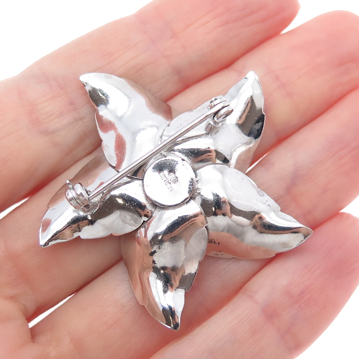Binder Brothers 925 Sterling Silver Vintage Modernist Flower Pin Brooch