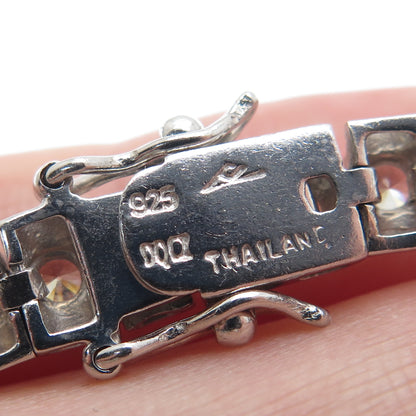 925 Sterling Silver Round-Cut Shaped C Z Tennis Link Bracelet 7.25"