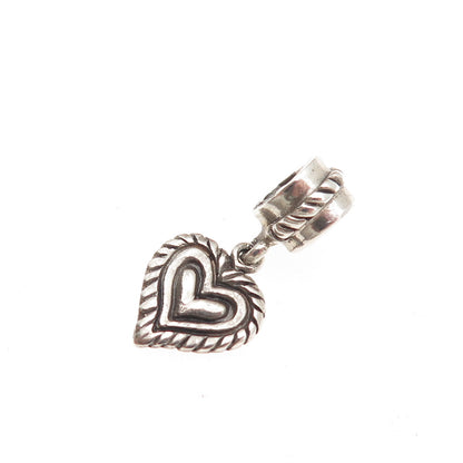 925 Sterling Silver Heart Dangle Charm