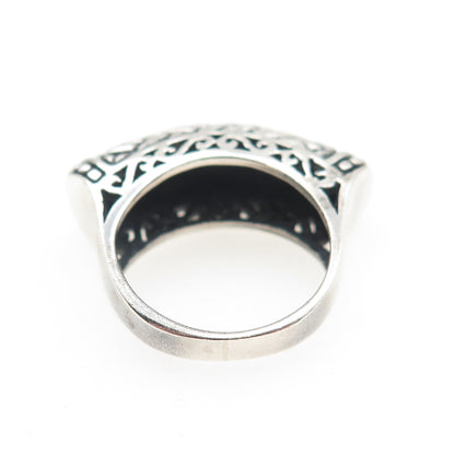 925 Sterling Silver Vintage Modernist Dome Bar Oxidized Ring Size 6