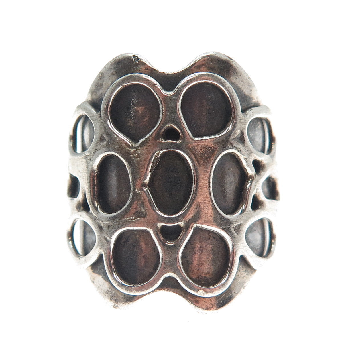925 Sterling Silver Vintage Modernist Oxidized Ring Size 7.5