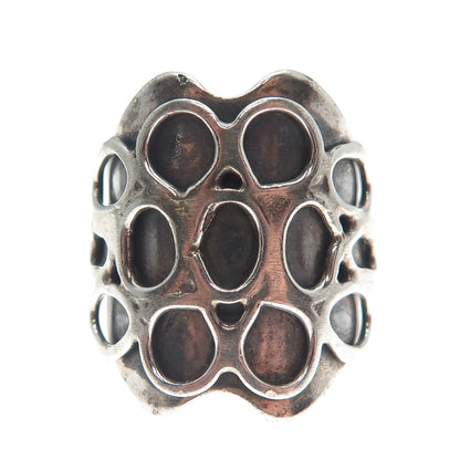 925 Sterling Silver Vintage Modernist Oxidized Ring Size 7.5