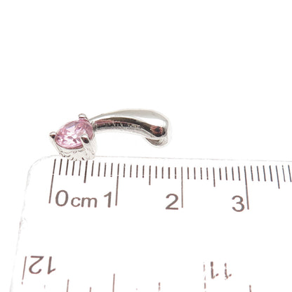 925 Sterling Silver Round-Cut Pink C Z Mini Slide Charm Pendant
