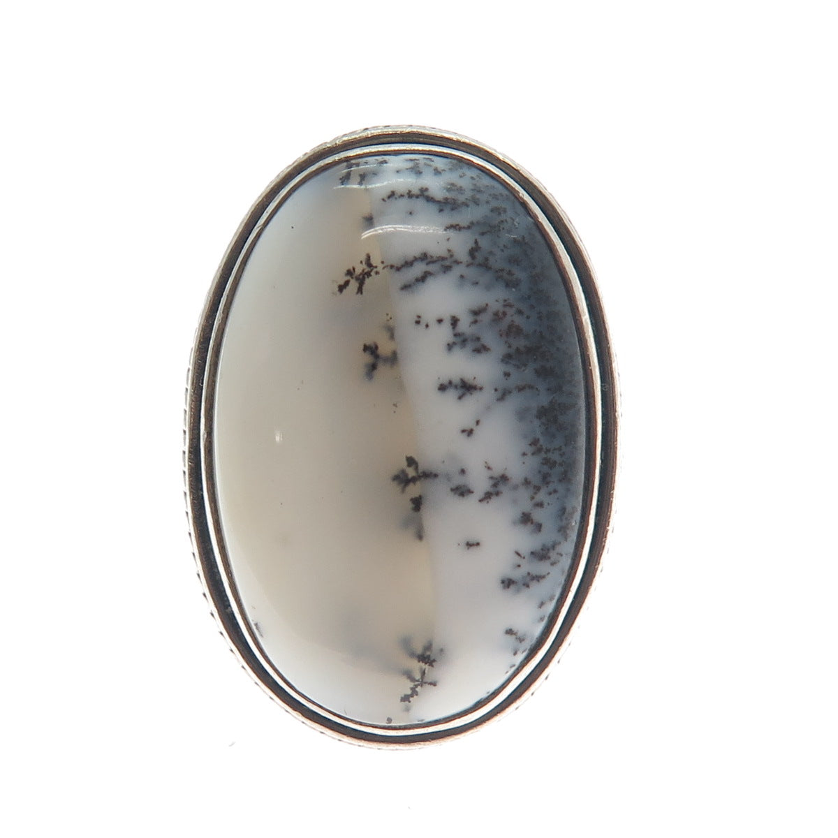 925 Sterling Silver Vintage Real Dendritic Agate Gemstone Ring Size 7.5