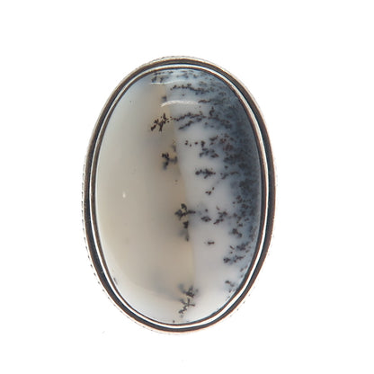 925 Sterling Silver Vintage Real Dendritic Agate Gemstone Ring Size 7.5
